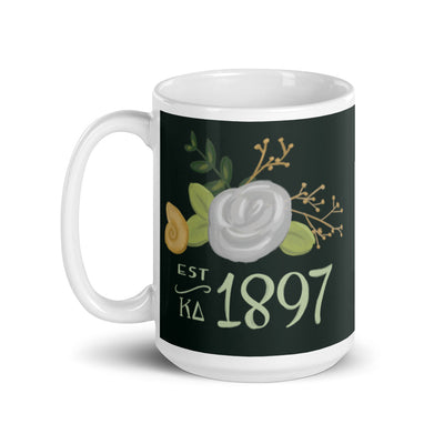 Kappa Delta 1897 Dark Green Mug in 15 oz size with hand drawn design