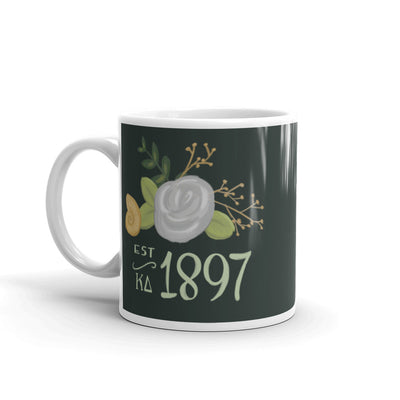 Kappa Delta 1897 Dark Green Mug showing hand drawn 1897 design