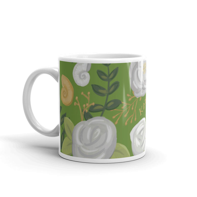 Kappa Delta Floral Print Mug shown in 11 oz size with hand drawn design