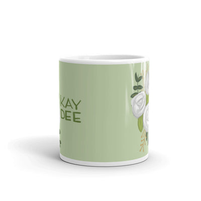 Kappa Delta "Kay Dee" Light Green Mug showing print wrapping around mug