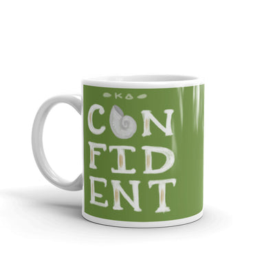 Kappa Delta KD Confident Green Mug with handle on left in 11 oz size