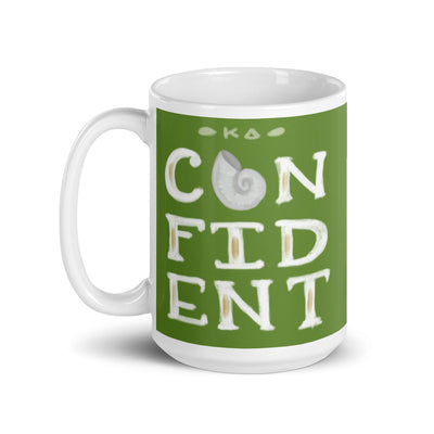 Kappa Delta KD Confident Green Mug with handle on left in 15 oz size