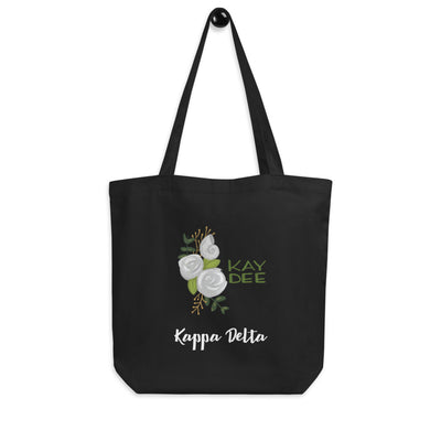 Kappa Delta Kay Dee Tote Bag shown hanging on hook in black