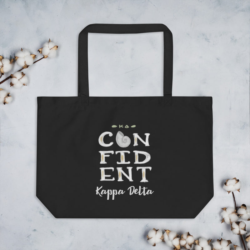 Kappa Delta KD Confident Large Organic Tote Bag in black shown flat