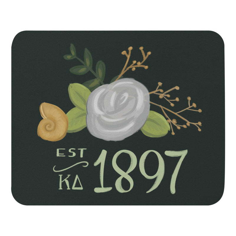 Kappa Delta 1897 Mouse Pad showing hand drawn design on dark green 