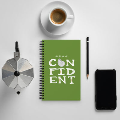 Kappa Delta KD Confident Spiral Notebook shown with coffee