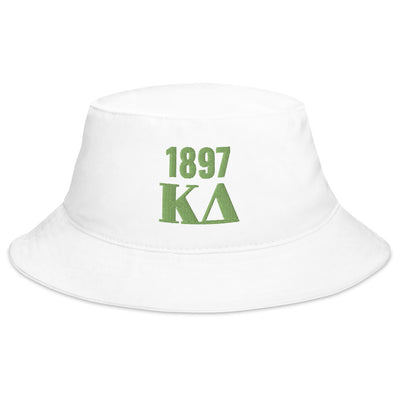 Kappa Delta 1897 Founding Date Bucket Hat in white with green embroidery
