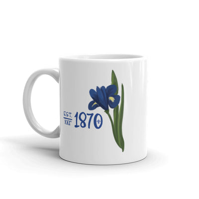 Kappa Kappa Gamma 1870 White Mug in 11 oz size shown with handle on left