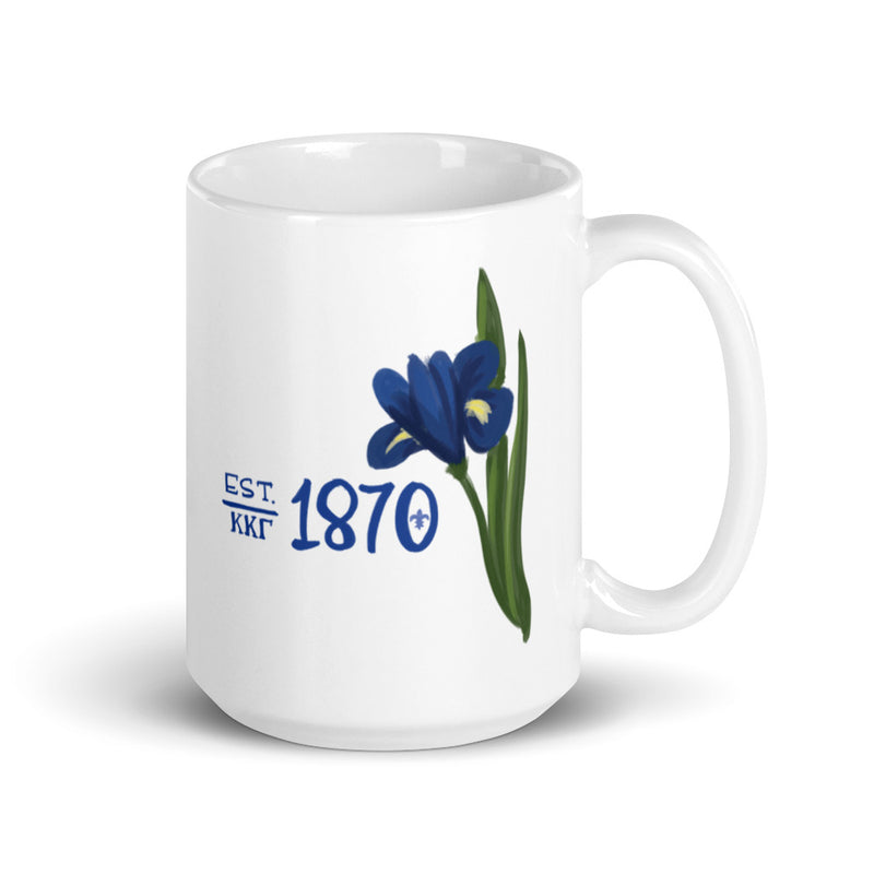 Kappa Kappa Gamma 1870 White Mug in 15 oz size shown with handle on right