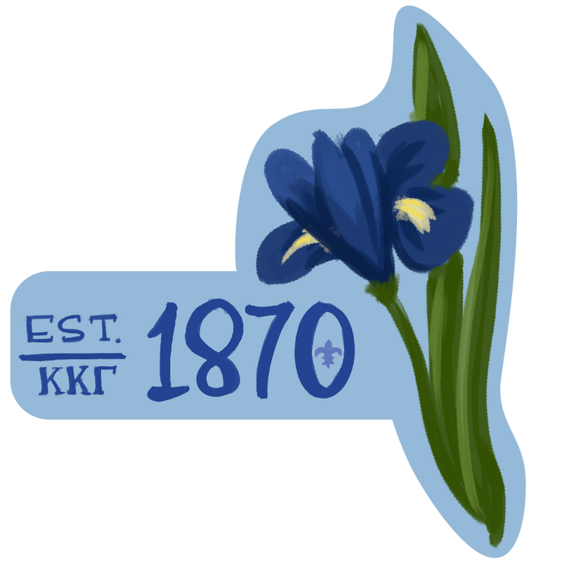 Kappa Kappa Gamma 1870 Founders Day sticker with letters and fleur de lis flower
