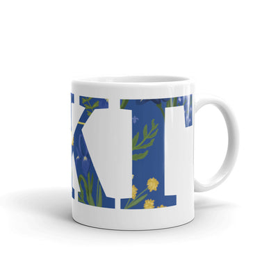 Kappa Kappa Gamma Filled Letters Mug in 11 oz size showing filled letter design wrapping around mug