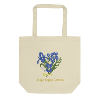 Kappa Kappa Gamma Fleur de Key Tote Bag showing hand drawn Kappa design on front