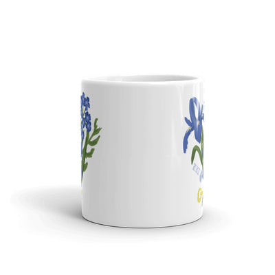 Kappa Kappa Gamma Fleur de Key Mug in white showing print on both sides of 11 oz mug