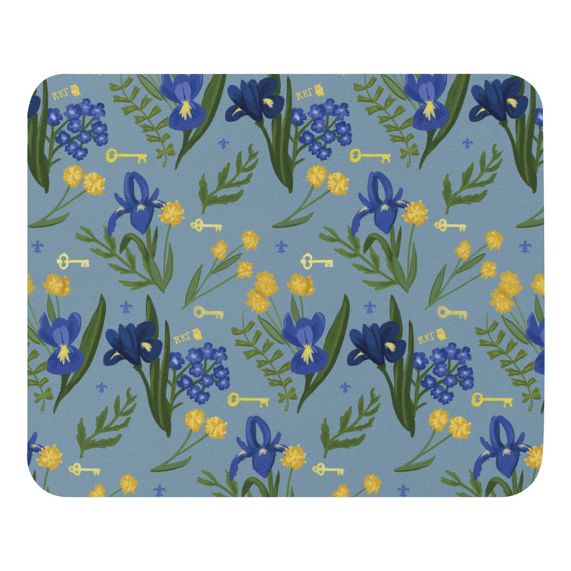 Kappa Kappa Gamma Fleur de Lis Floral Print Mouse pad shown in full view