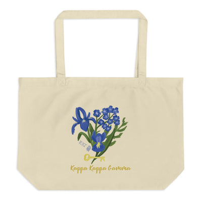 Kappa Kappa Gamma Fleur de Key Large Organic Tote Bag in natural oyster color