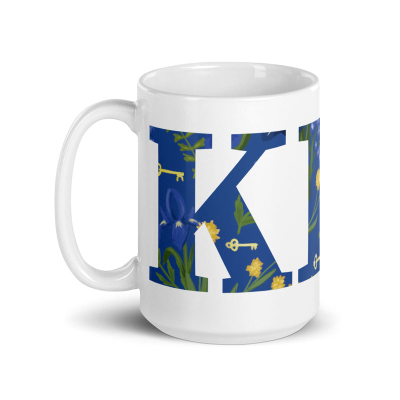 Kappa Kappa Gamma Letters Mug in white in 15 oz size with handle on left