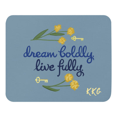 Kappa Kappa Gamma sorority motto Dream Boldly. Live Fully. Mouse pad shown in full view