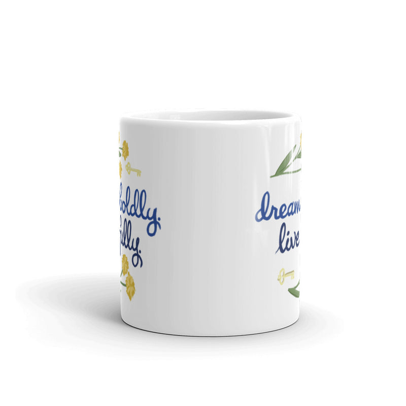 Kappa Kappa Gamma Dream Boldly. Live Fully. White Mug showing print on both sides of mug