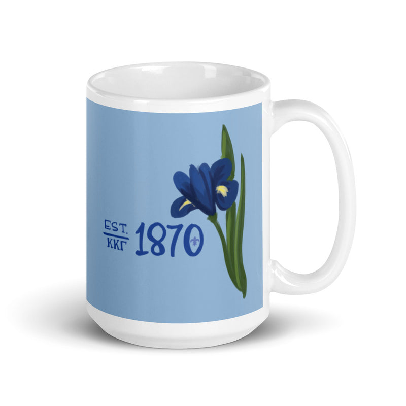 Kappa Kappa Gamma 1870 Founding Date Blue Glossy Mug in 15 oz size