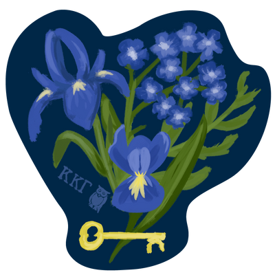 Kappa Kappa Gamma Fleur de Key design on a quality vinyl sticker with gold key, letters and owl. 