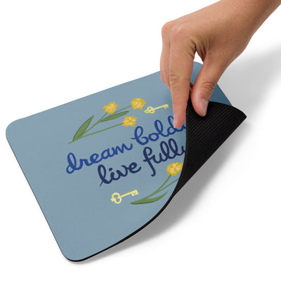 Kappa Kappa Gamma Dream Boldly. Live Fully. Mouse pad showing product details like rubber backing