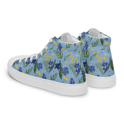 Kappa Kappa Gamma Sorority High Tops in our signature light blue Fleur de Lis floral print shown in rear view