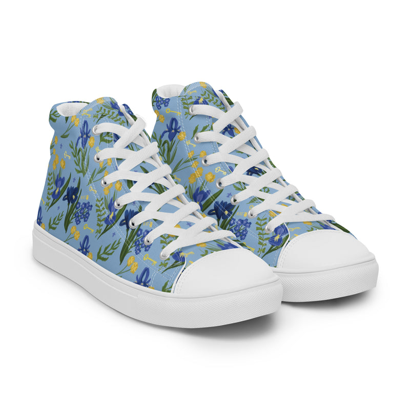 Kappa Kappa Gamma Sorority High Tops in our signature light blue Fleur de Lis floral print shown in front view