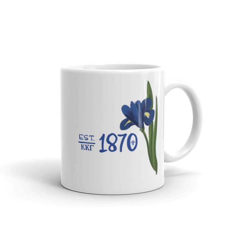 Kappa Kappa Gamma 1870 White Mug in 11 oz size shown with handle on right