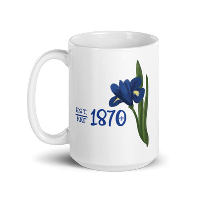 Kappa Kappa Gamma 1870 White Mug in 15 oz size with handle on left