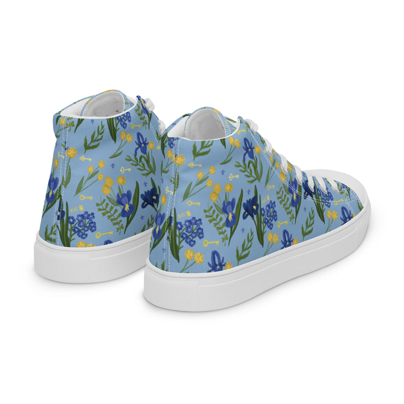 Kappa Kappa Gamma Sorority High Tops in our signature light blue Fleur de Lis floral print shown in right side view