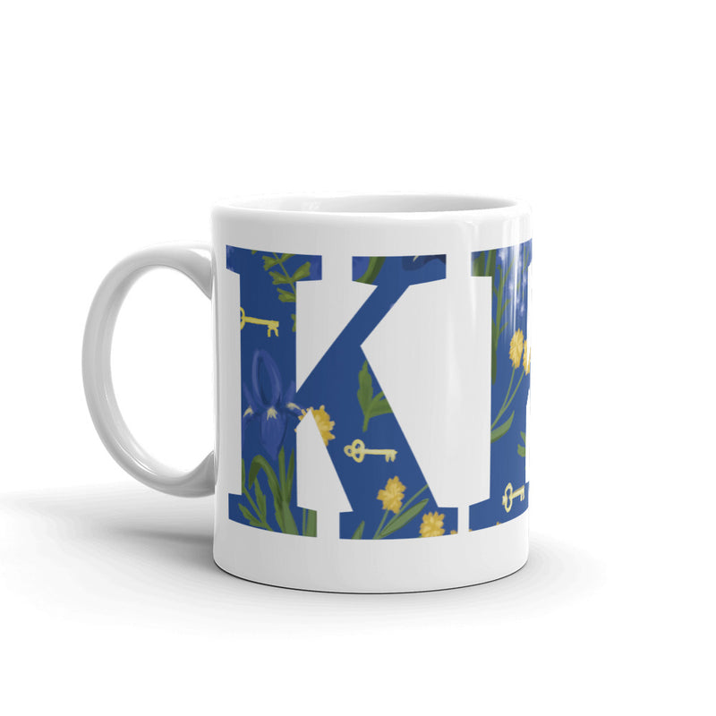 Kappa Kappa Gamma Filled Letters Mug in white with handle on left