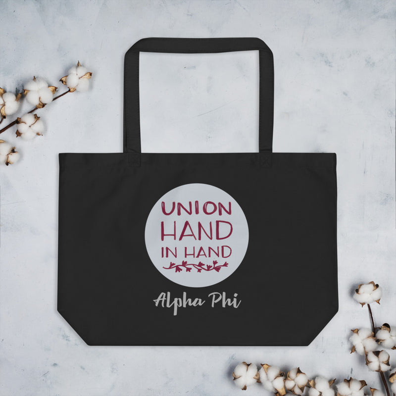 Alpha Phi "Union Hand in Hand" Large Eco Tote Bag 