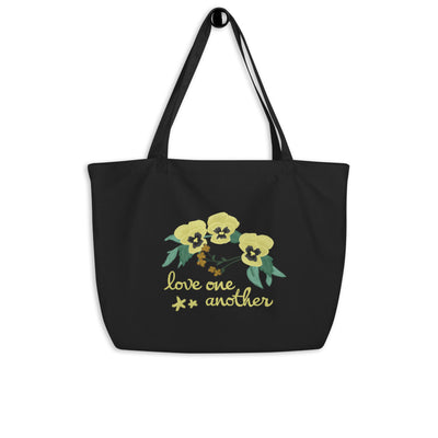 Kappa Alpha Theta Love One Another Large Tote Bag showing hand-drawn design 