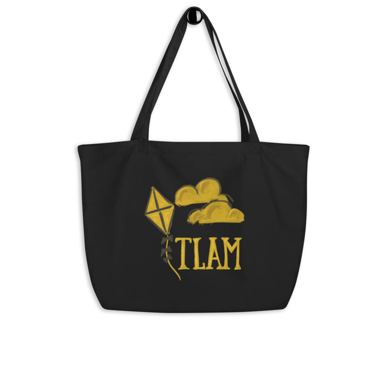 Kappa Alpha Theta TLAM Kite Large Organic Tote Bag in black on hook
