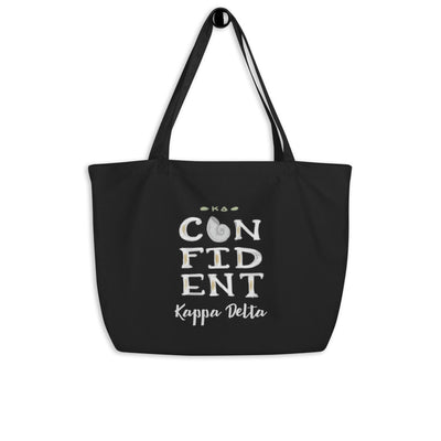 Kappa Delta KD Confident Large Organic Tote Bag in black on hook