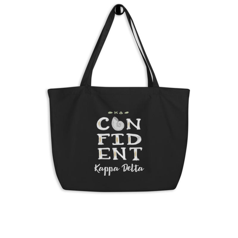 Kappa Delta KD Confident Large Organic Tote Bag in black on hook