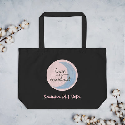 Gamma Phi Beta True and Constant Large Organic Tote Bag shown flat with cotton
