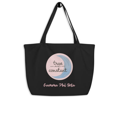 Gamma Phi Beta True and Constant Large Organic Tote Bag in black on hook