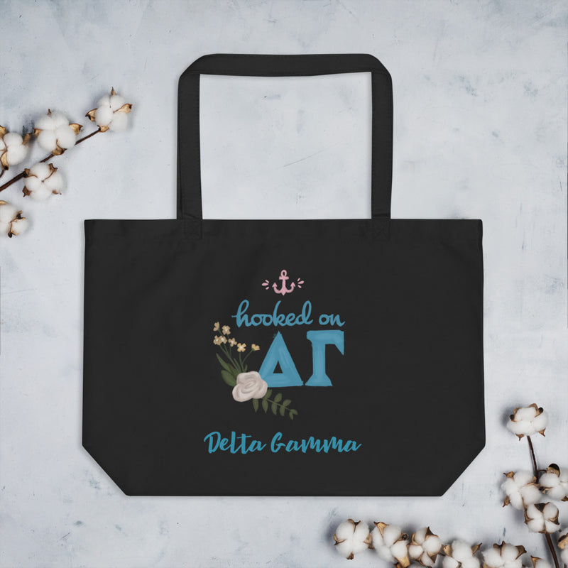 Delta Gamma Hooked on DG Large Organic Tote Bag