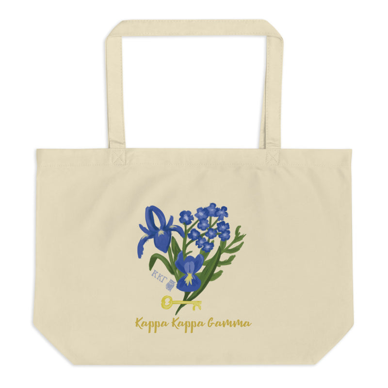Kappa Kappa Gamma Fleur de Lis and Key Large Organic Tote Bag in natural