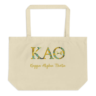 Kappa Alpha Theta Greek Letters Large Organic Tote Bag in natural oyster