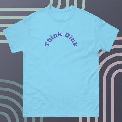 Light Blue Men's Pickleball T-shirt with Think Dink wording