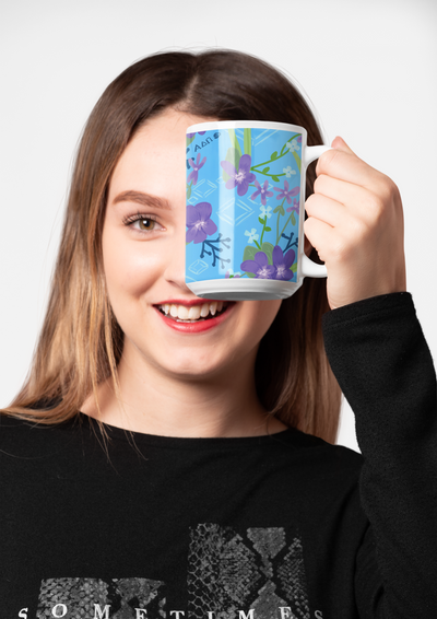 Our Alpha Delta Pi Woodland Violet floral mug will make you smile each time you use it. 