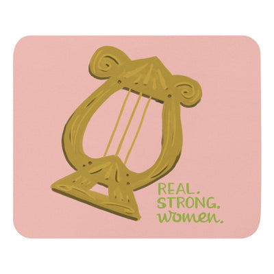 Keep your sisters close at hand with our artist-designed Alpha Chi Omega "Real. Strong. Women" pink mouse pad. 