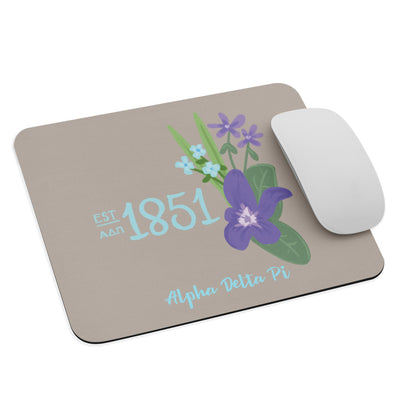 Alpha Delta Pi 1851 Founding Date Mouse Pad shown with mouse