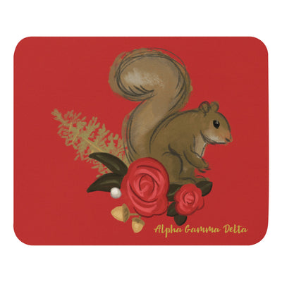 Alpha Gamma Delta Squirrel Red Mouse Pad in red in full view