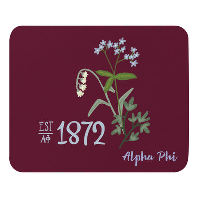 Alpha Phi 1872 Founders Day Mouse Pad shown full view