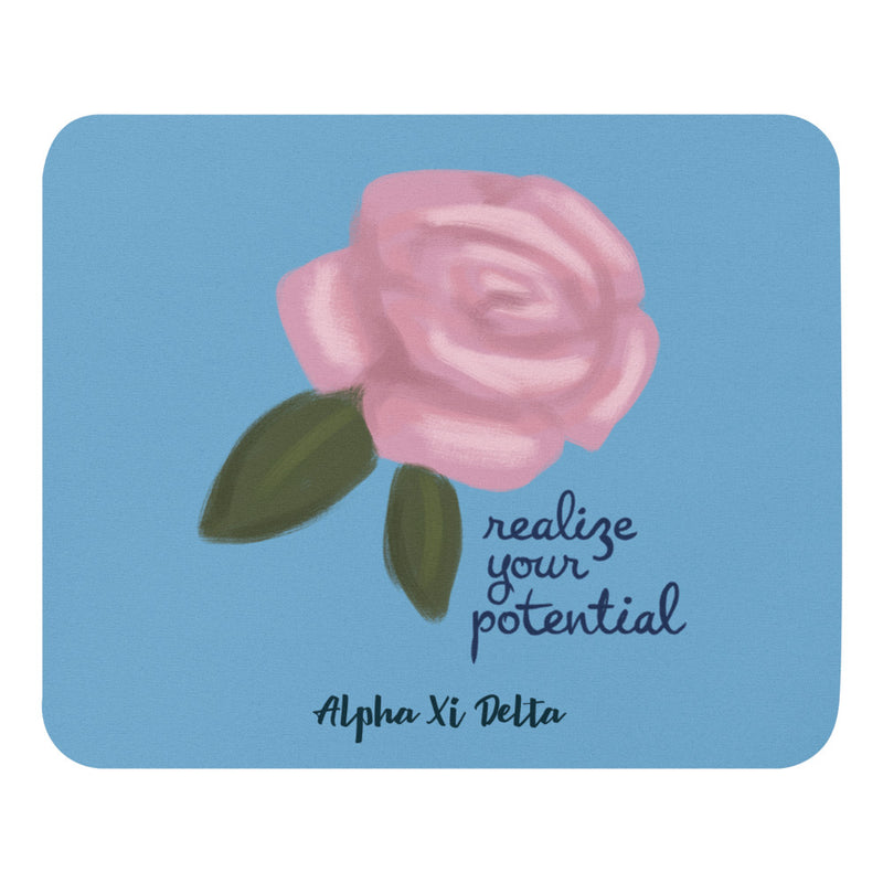 Alpha Xi Delta Realize Your Potential Mouse pad shown in full view