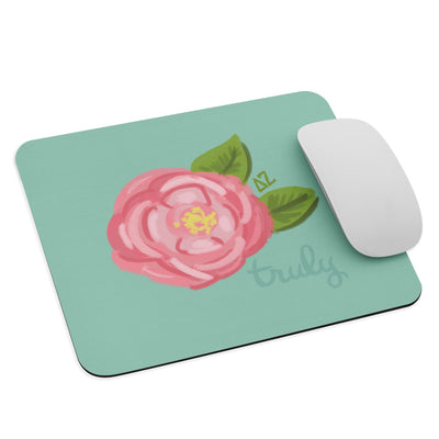 Delta Zeta Truly Mouse Pad, Green shown with mouse