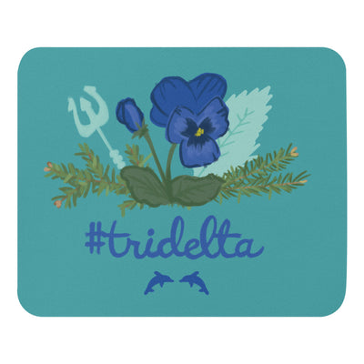 Tri Delta Pansy, Pine and Poseidon Mouse Pad shown in full view